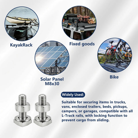 Heavy Duty 10 Pack M8 X 25mm Stainless Steel T Slot Bolts For Roof Rack Cross Bars Universal T Track Mount Kit with usage examples