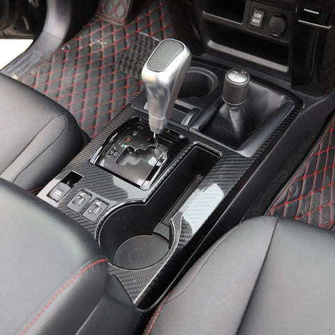 Dope ABS Carbon Fiber Gear Panel And Shifter Console Upgrade Revamps Your Toyota 4Runner Ride With Fresh Cockpit Trim And Slick Transmission Shield For 2010 To 2026 Models, close-up of shifter console.
