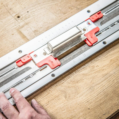 No Fuss Adjustable Door Latch And Strike Plate Router Jig Featuring Knockout Precision And Dual Layer Aluminum Plates for precise routing on wood.