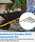 Premium Wheelbarrow Handle Bolts And Nuts Kit Includes Four Heavy Duty Frame Sizes For Quick Repair Of Aging Garden Carts with wooden handles.
