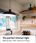 Wi-Fi Smart LED Light Bulb 1100 Lumens, Full RGBW Color, No Hub Required, in cozy kitchen setting with natural light