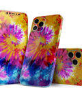 Full Body iPhone 13 Skin Wrap Kit With Spiral Tie Dye Design V8 Precision Fit Decal Air Release Adhesive for Bubble Free Application