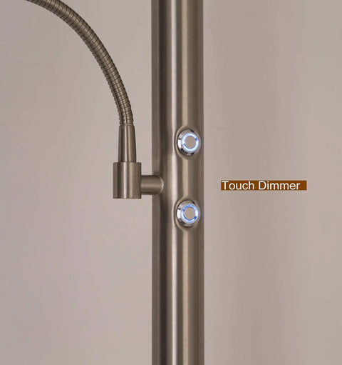 Touch dimmer detail on Saturn Ring Ocean Blue Diffusion LED Torchiere Floor Lamp With Reading Light, 71 Inch Tall, Energy Saving 30W LED