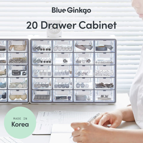 Small 20 Drawer Stackable Clear Organizer Cabinet For Hardware Beads Plastic Blocks Office And Craft Storage Gray Made In Korea