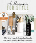 Clear Glass Salt And Pepper Shaker Set With Stainless Steel Lids For Modern Farmhouse Kitchen Decor on countertop