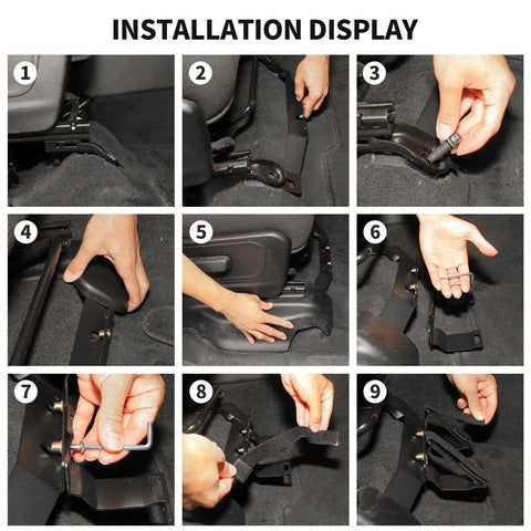 Installation steps for Under Front Seat Fire Extinguisher Bracket Mount for Dodge RAM 2018 to 2025 Heavy Duty Metal Holder