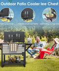 104 Qt Rolling Patio Cooler on Wheels for Poolside Parties Outdoor Beverage Bar Cart with Handles Spacious Ice Chest