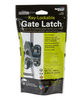 Packaging of LokkLatch Keyed Gate Latch With Adjustable Fit For Wood Metal And Vinyl Gates, featuring product details.