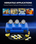 Hydraulic Pressure Test Kit With Three Gauges 3500 5500 9000 Psi, Eight Test Couplings, Quick Connector, Three Hoses, And Durable Case For Excavators And Construction Machinery