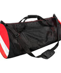 Oversized Mesh Duffle Bag For Diving And Beach Gear, Monster 100L Capacity, Padded Removable Shoulder Strap, Black and Red Design