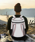 Sport Stripe Baseball Cooler Backpack with Insulated Leakproof Liner used by man on mountain picnic