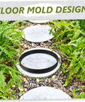Round Concrete Paver Mold For Stepping Stones Garden Pathway Mold For DIY Walkways Reusable Plastic Pavement Tile Maker For Outdoor Path Decor And Floor Tile Projects shown installed in a garden walkway setting.