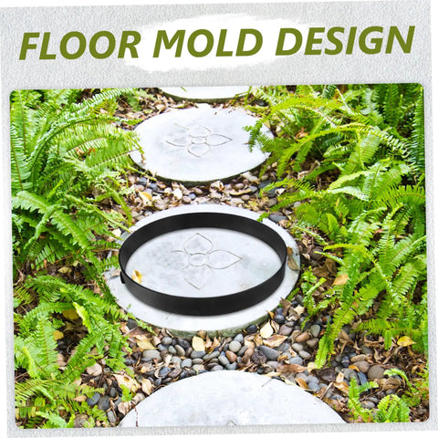 Round Concrete Paver Mold For Stepping Stones Garden Pathway Mold For DIY Walkways Reusable Plastic Pavement Tile Maker For Outdoor Path Decor And Floor Tile Projects shown installed in a garden walkway setting.