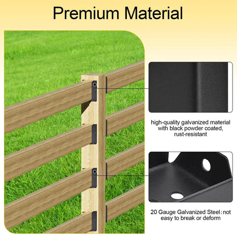 50 Pack 2x4 Deck Railing Brackets for Wood Posts 1.5x3.5 Inch, Black 20-Gauge Steel, Heavy Duty Fence Bracket Connectors for Outdoor Use, Corrosion Resistant, Screws Not Included