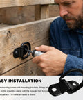 Hella Secure Heavy Duty D Ring Tie Down Anchors 10 Pack Quarter Inch 2400 Lbs being installed on wooden surface.