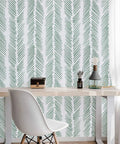 Room with desk and chair, featuring Green Stripe Peel And Stick Wallpaper Self Adhesive Removable Contact Paper For Shelves Drawers And Cabinets DIY Friendly Install No Mess Easy Cut Grid Back 17.7 Inch By 394 Inch Roll Covers Up To Forty Eight Square Feet.