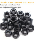 M6 Nylon Lock Nuts Kit 30 Pack With 1.0mm Pitch Black Zinc Plated Hex Self Clinching Nuts For Solid Locking And Quick Secure Fastening In Electronics, Automotive, And Industrial Projects