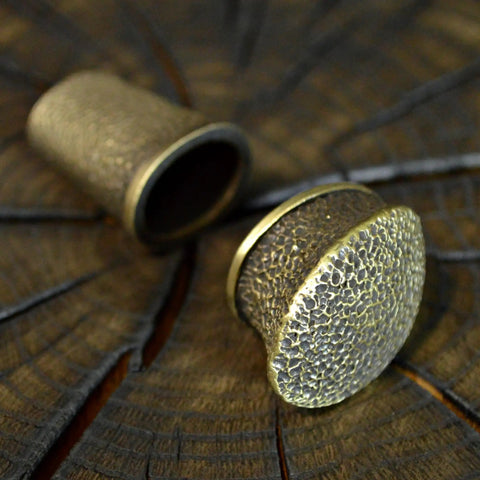 Finger Guard Bolster And Pommel Knife Making Set Hand Cast Bronze Dirk 1 parts on wooden background