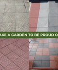 Four different cobblestone patterns created with the DIY Concrete Molding Set 4 Reusable Cobblestone Molds For Walkways And Patios