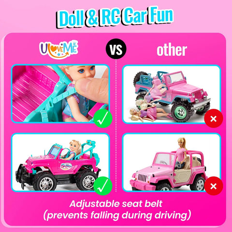 Kid Friendly Remote Control Car With Doll Seat Fits Two 5.5 Inch Dolls 2.4GHz RC Toy For Girls Easy Peasy Operation comparison