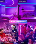 Ultra Long RGB LED Strip Lights With Music Sync, 300Ft 90M, in bedroom, living room, festival, and party settings