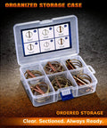 30 Piece Heavy Duty Lynch Pin Assortment Kit With Zinc Plated Steel Pins Includes 4 Sizes For Tractors Trailers Trucks Lawn Mowers And Trolleys Self Locking Ring Prevents Vibration Universal Fit For Farm Implements shown in clear divided box