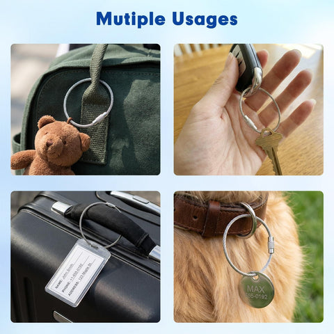 Beefy 12 Pcs Wire Keychain Cable Stainless Steel Loops Key Ring 2mm Coated Key Chain 6 Inch Keychain for various uses