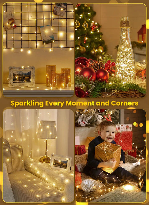 Battery Operated Fairy Lights With Remote 33Ft 100 LED Waterproof IP44 Indoor Outdoor Go Anywhere Starry Twinkle Decor for various settings