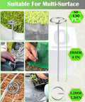 Collage featuring Pack Of 50 Landscape Staples With Pick Hook 6 Inch Galvanized Garden Pins for securing weed fabric and sod.