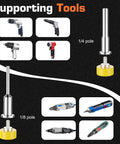 Supporting tools showing 1/8 and 1/4 pole for 372 Piece 1 Inch Sanding Disc Set With Hook And Loop Backing Drill And Rotary Tool Polishing Kit