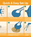 Quick and easy setup guide for Easy Up Beach Tent Sun Shelter With UPF50 UV Protection 10 By 10 Ft Pop Up Canopy with illustrated steps.