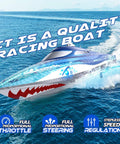High Speed RC Shark Boat With LED Eyes And Rad Graffiti Design Over 20 MPH Proportional Remote Control 2 4GHz Racing Boat on water
