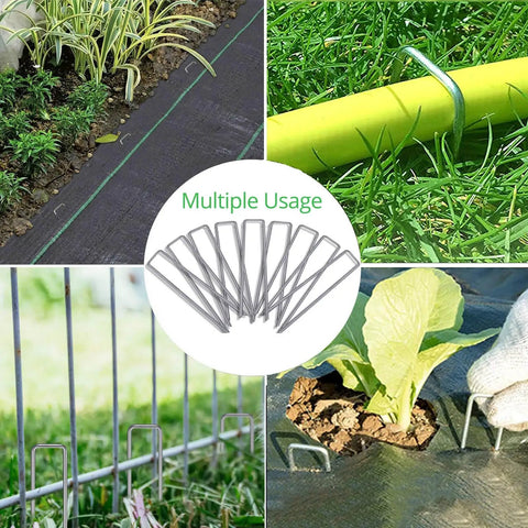 Heavy Duty 6 Inch Garden Stakes With Beveled Ends, 11 Gauge Galvanized Steel Lawn Landscape Staples For Ground Cover, Weed Barrier Fabric, Fencing, Landscape Edging And Artificial Turf Projects, 10 Pack in various uses