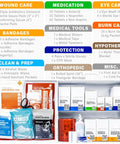 Image showing the contents of a 2-Shelf OSHA Compliant First Aid Kit Cabinet For 50 People ANSI Class A Emergency Cabinet.