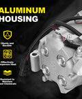Dope AC Compressor With Clutch Assembly For Honda Civic 2006 Through 2011 1.8L Coupe Sedan Direct Swap Heavy Duty Cooling Kit showcasing aluminum housing and electrical connections.