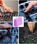 DJ using mixer with 8 Pack Black Fader Caps For DJ Mixers Premium Slider Knob Replacements For Pioneer DJM Series