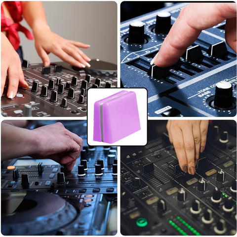 DJ using mixer with 8 Pack Black Fader Caps For DJ Mixers Premium Slider Knob Replacements For Pioneer DJM Series