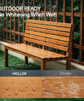 A Super Slick Water Based Wood Stain And Sealer In One Dark Oak Shade With Complete Brush Kit on a wooden outdoor bench.