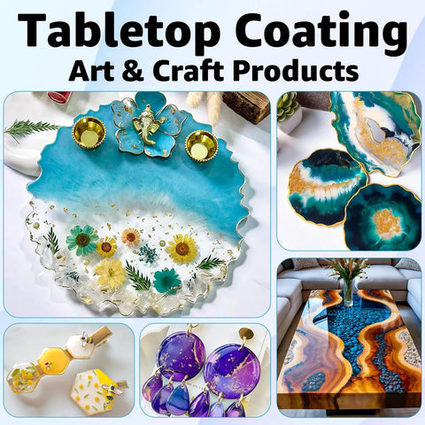 Tabletop art and craft products made with Crystal Clear Epoxy Resin Kit 1 Gallon Self Leveling For Coating And Casting High Gloss Bubbles Free Resin