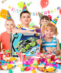 Kids at a birthday party with 2-In-1 Remote Control Race Car And Off Road Truck Building Set For Kids, STEM toy
