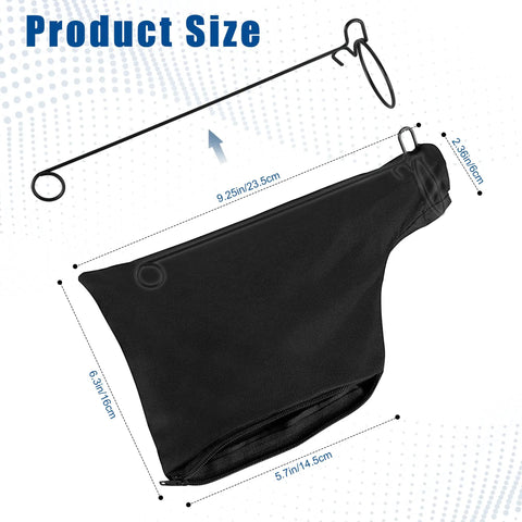 Universal Heavy Duty Tough As Nails Dust Collection Bag For Miter Saw And Table Saw Featuring Steel Reinforced Ash Outlet Fits Like A Glove size dimensions shown.