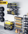 Heavy Duty Garage Wall Shelving Set 2-Pack 2x3ft Adjustable Metal Shelves with tools and storage boxes mounted on workshop wall