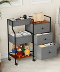 Three Tier Rolling Diaper Caddy Organizer with Dividers and Drawers for Nursery Use, Easy to Assemble Large 31.89 Inch Long Cart on Wheels