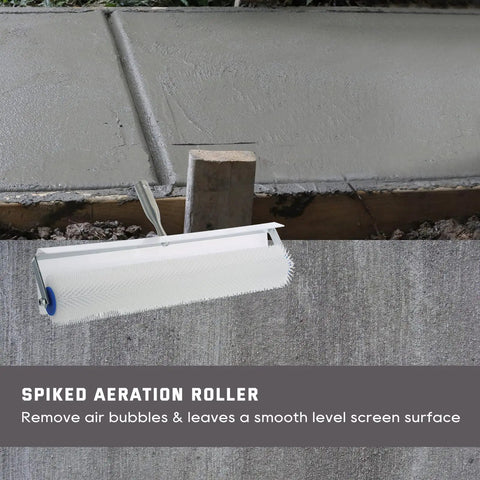Spike Roller 19x1 Inch Spiked Screeding Roller For Self Leveling Epoxy Floors with splash guard and smooth cement surface