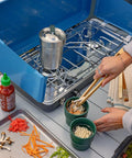 Cooking with Go 4 Piece Stainless Steel Camp Cook Set With 32 Ounce Pot And Lid Fold And Lock Handle Includes Two Stacking Cups BPA Free