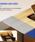 Flexispot Electric Drafting Table With Adjustable Height And Tilting Top 47.2 By 23.6 Inches Extendable Workstation showing foldable side table.