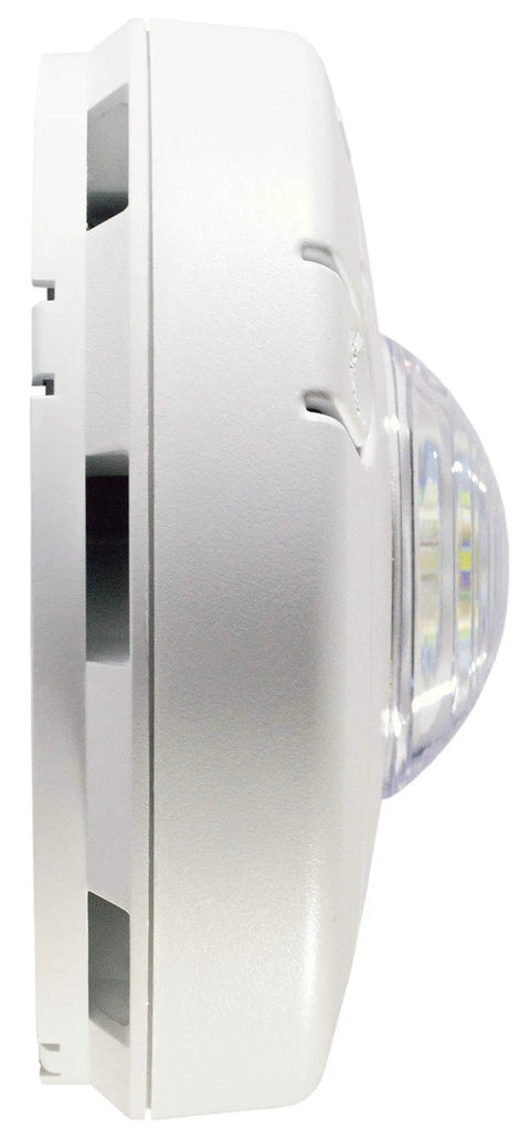Side view of Hardwired Smoke Alarm With LED Strobe Light For Hearing Impaired, AC Powered With 10 Year Battery Backup