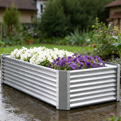 Tall Galvanized Raised Garden Bed Kit For Outdoor Patio 6x3x2ft Deep Root Planter Boxes No Bend Elevated Metal Garden Beds