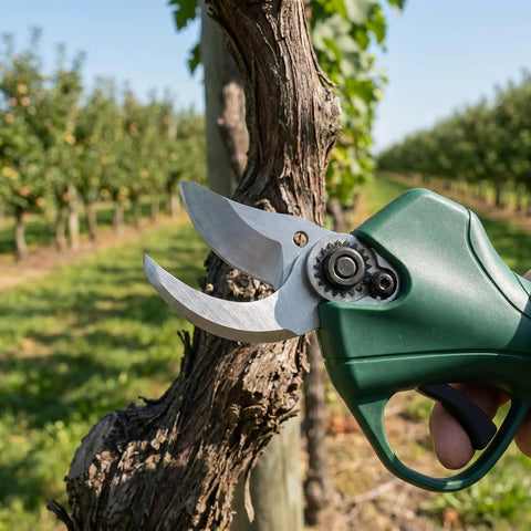 Heavy Duty Replacement Blades For Electric Pruning Shears, Four Piece Carbon Steel Pruner Knife Set cutting through vine.