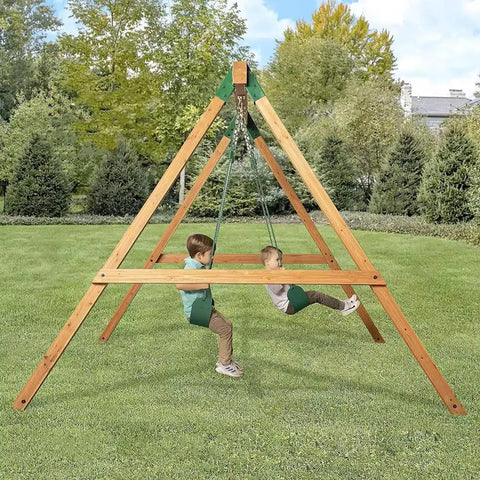 Two Pack Heavy Duty Rust Resistant Steel A Frame End Swing Brackets For Backyard Playground Set Includes Mounting Hardware For Easy DIY Installation Green